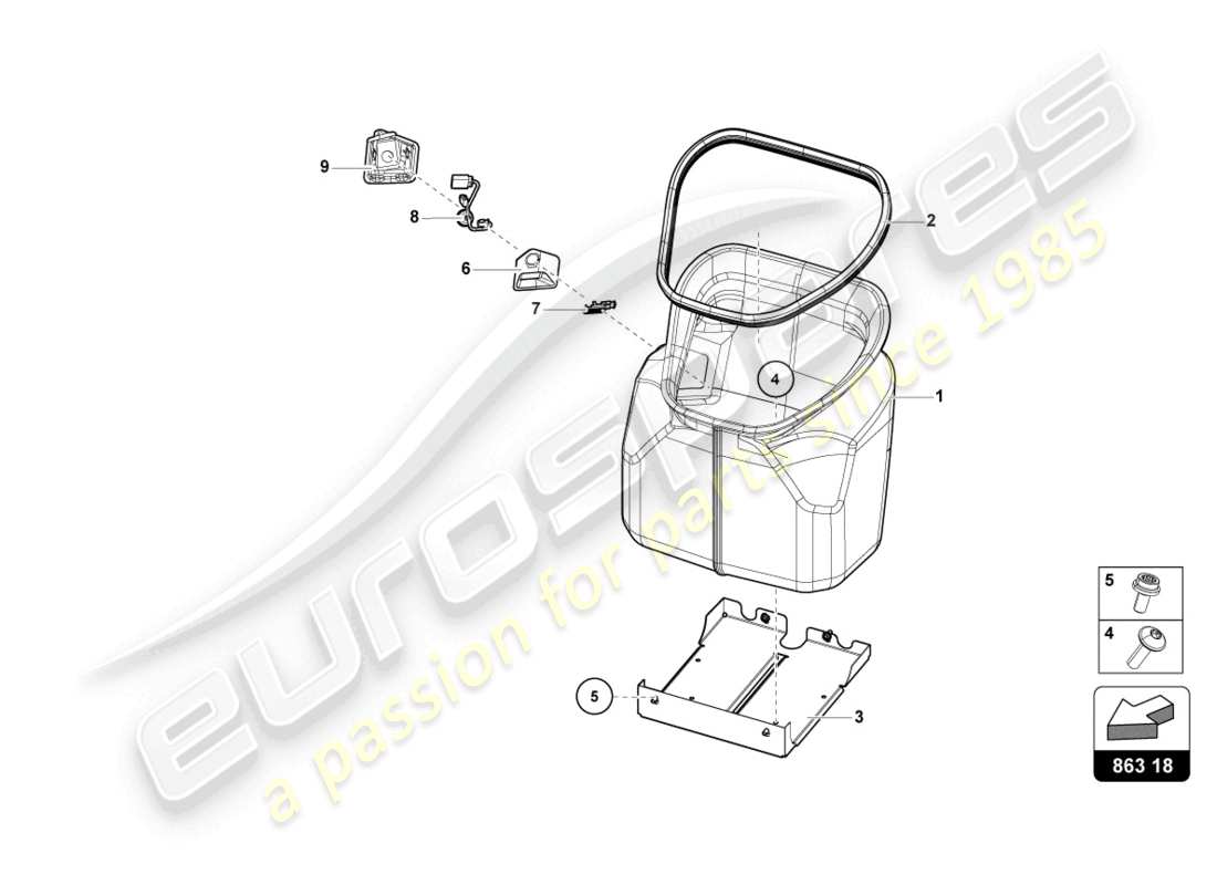 lamborghini sian roadster (2021) comp. bagages revêtement de sol schéma des pièces