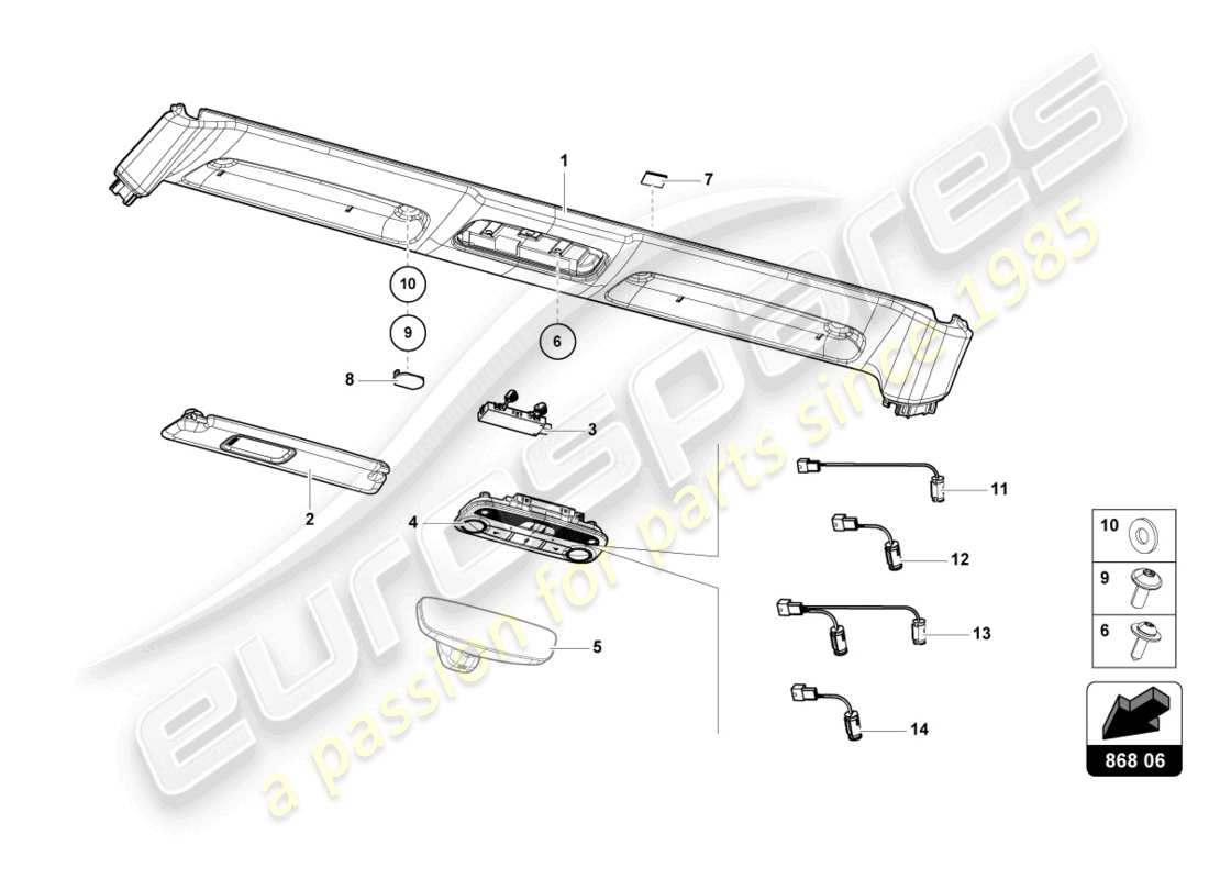 lamborghini evo spyder 2wd (2022) garniture du panneau avant schéma des pièces