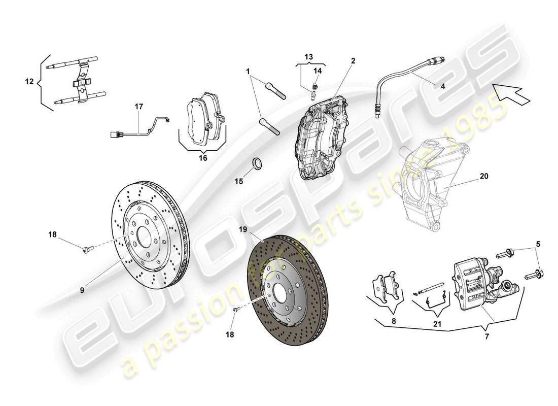 lamborghini blancpain sts (2012) frein à disque arrière schéma des pièces