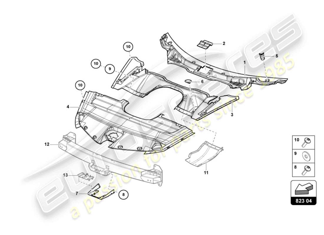 lamborghini sian roadster (2021) couvercle pour serrure de capot schéma des pièces