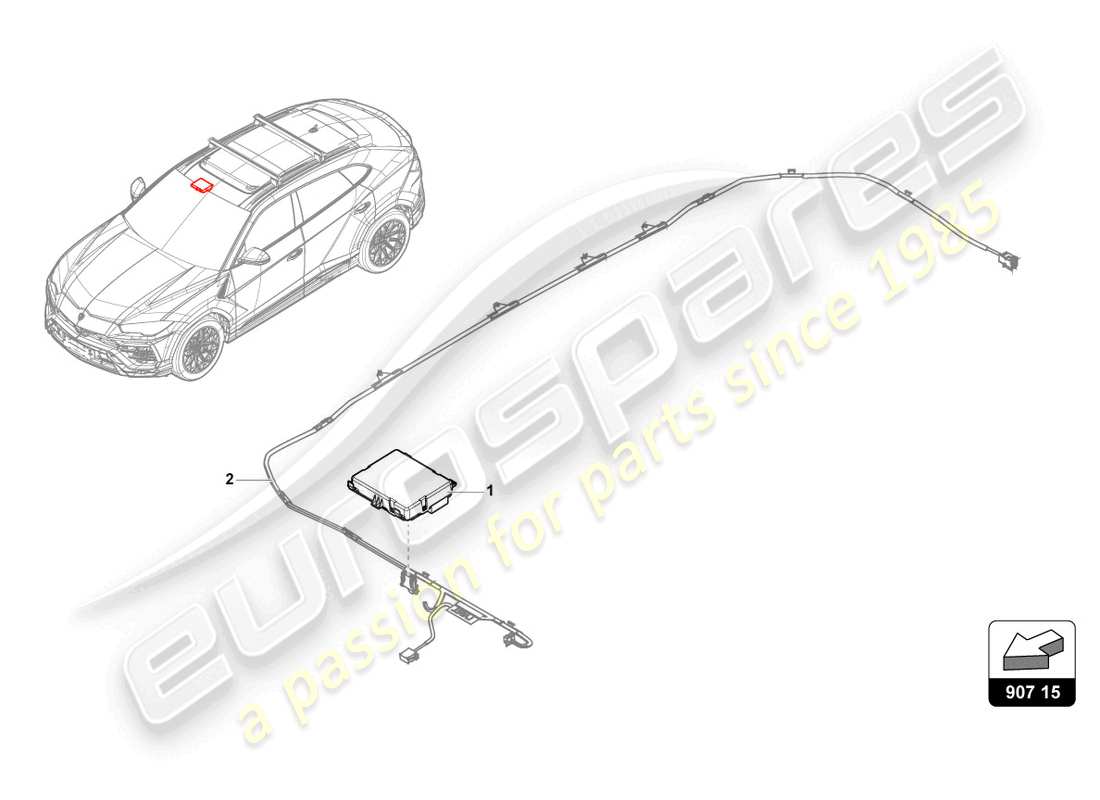 lamborghini urus performante (2024) unité de commande pour commandes de toit ouvrant coulissant électrique schéma des pièces