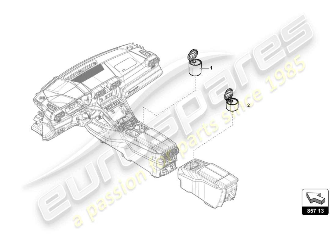 lamborghini urus (2020) cendrier schéma des pièces