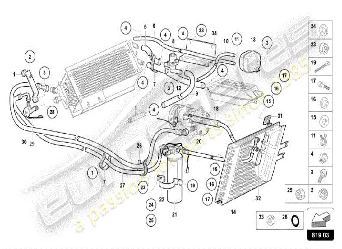 lamborghini diablo vt (1995) chauffage, climatisation. diagramme des pièces du système
