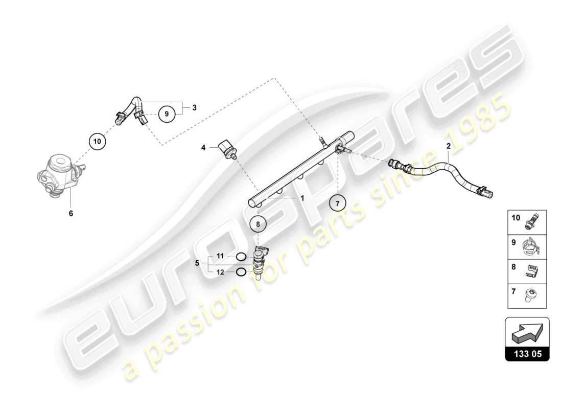 lamborghini evo spyder (2021) système d'injection schéma des pièces
