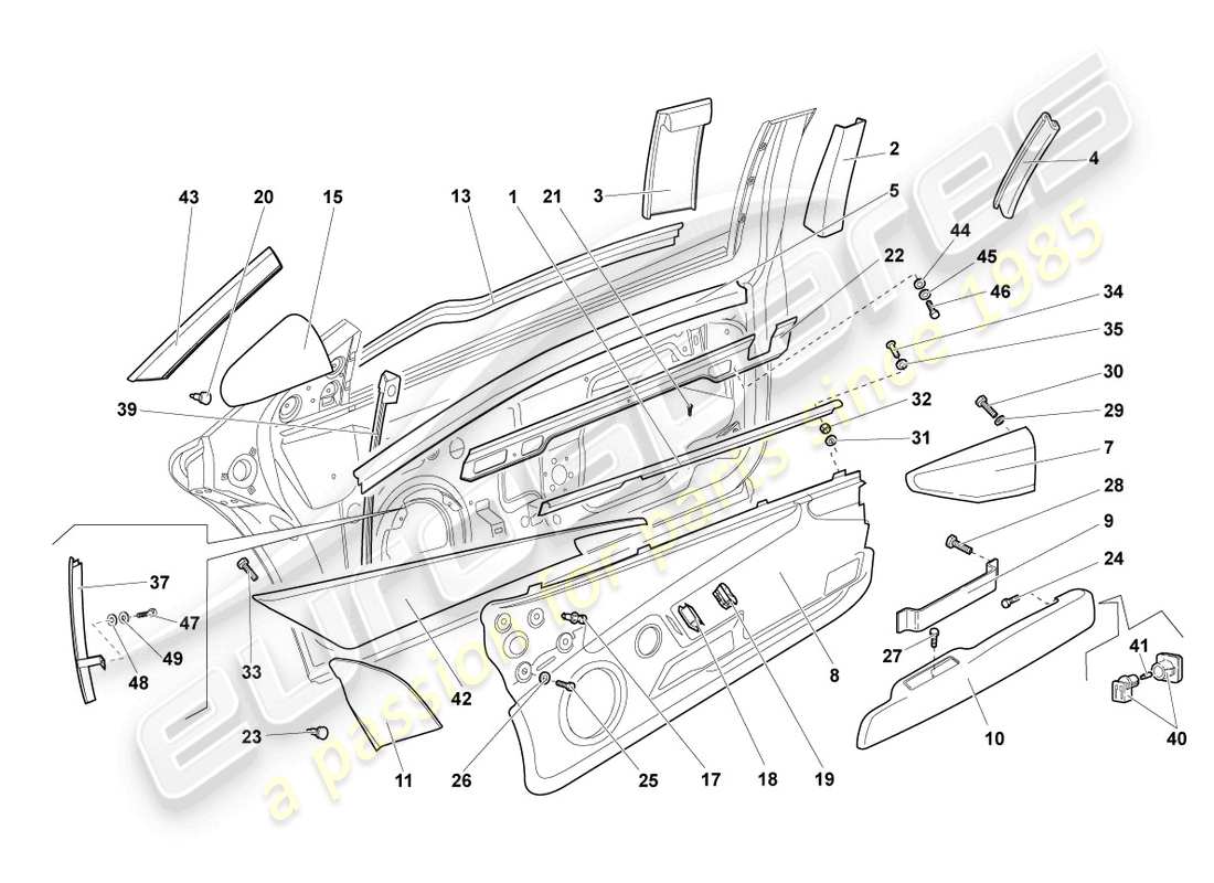 lamborghini lp640 roadster (2007) guide de fenêtre schéma des pièces