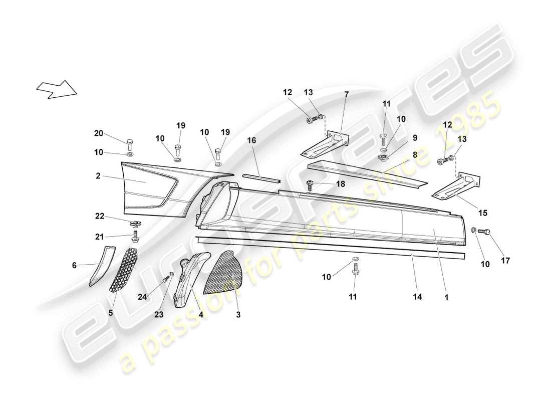 lamborghini lp640 roadster (2007) membre latéral droit schéma des pièces