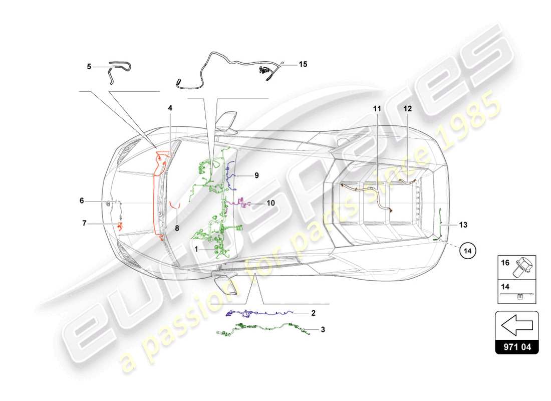lamborghini evo spyder 2wd (2023) câblage schéma des pièces