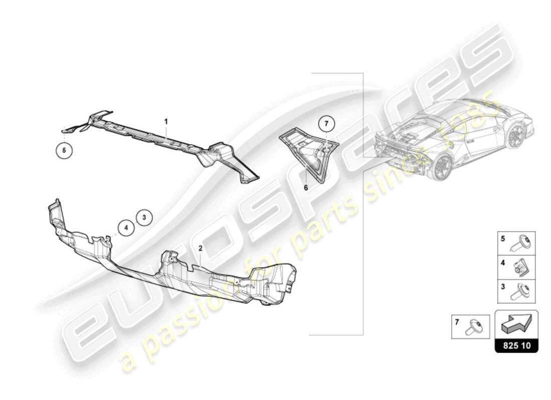 lamborghini tecnica (2023) schéma des pièces du bouclier thermique