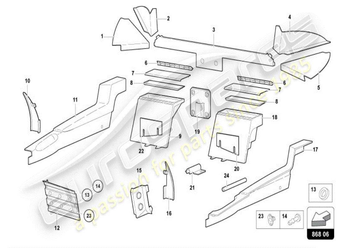 lamborghini diablo vt (1996) décor intérieur schéma des pièces