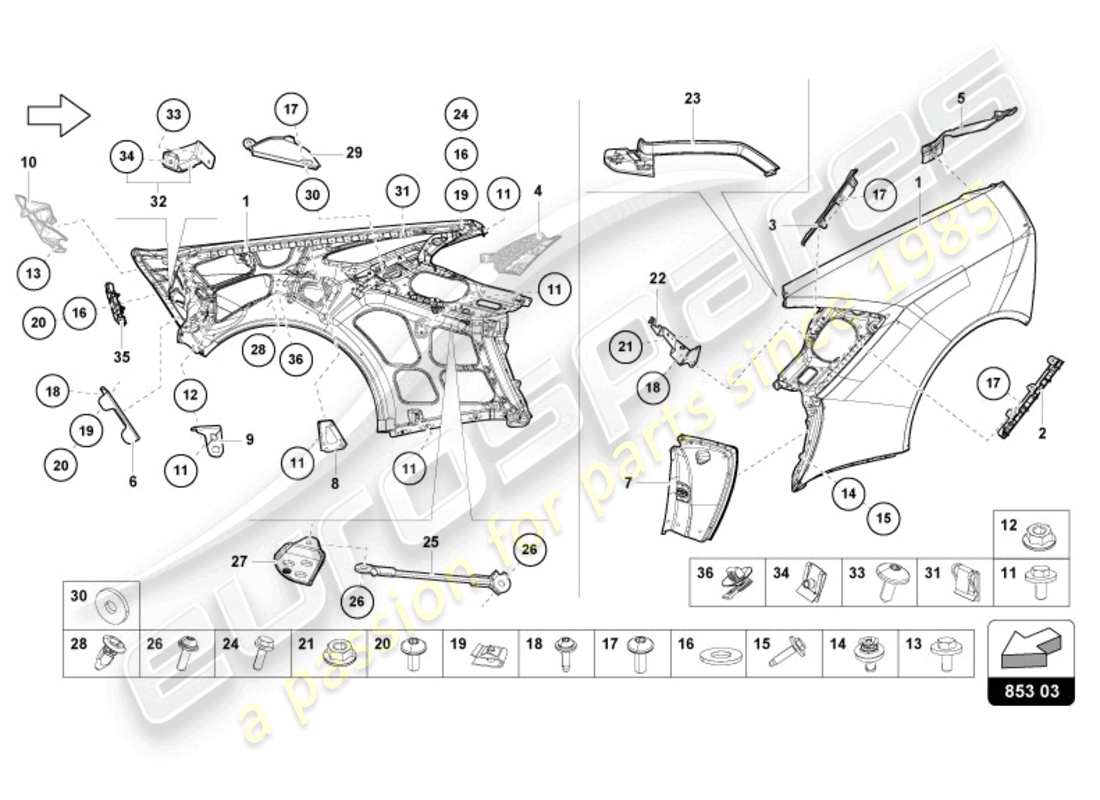 lamborghini sterrato (2024) aile schéma des pièces