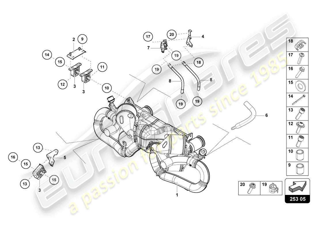 lamborghini evo coupe 2wd (2021) silencieux schéma des pièces