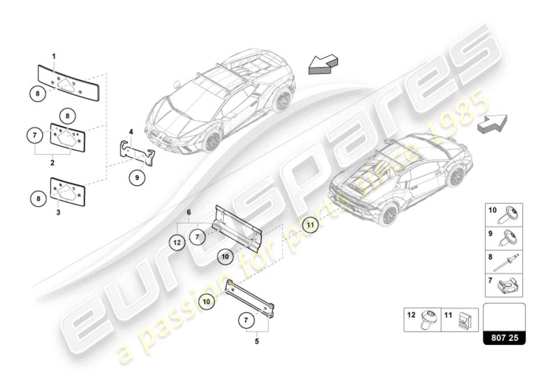 lamborghini sterrato (2024) support de plaque d'immatriculation schéma des pièces