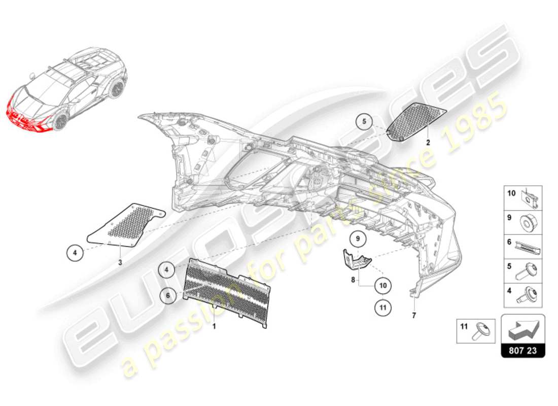 lamborghini sterrato (2024) pare-choc avant schéma des pièces