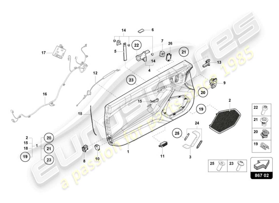 lamborghini tecnica (2023) panneau de porte schéma des pièces