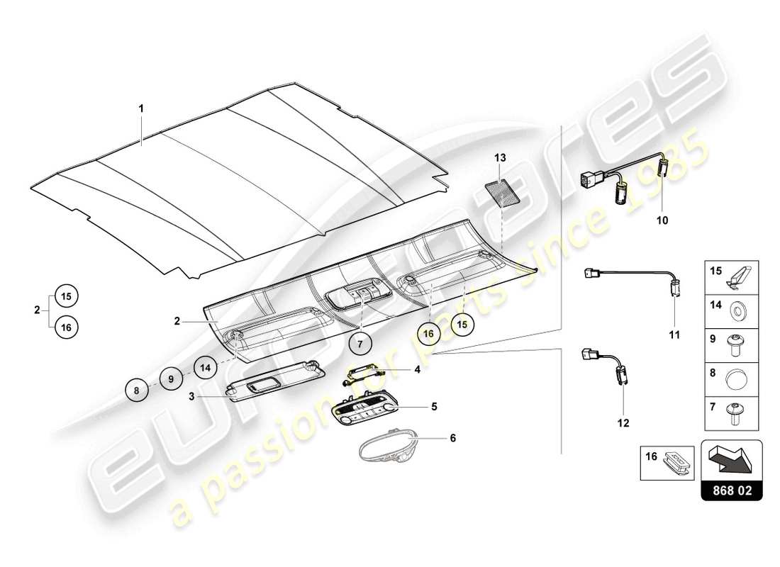 lamborghini sto (2024) garniture de toit schéma des pièces