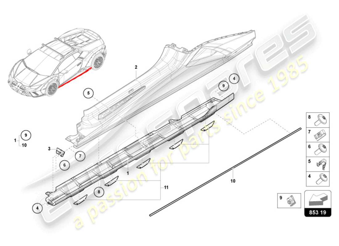 lamborghini sterrato (2024) renfort supplémentaire schéma des pièces