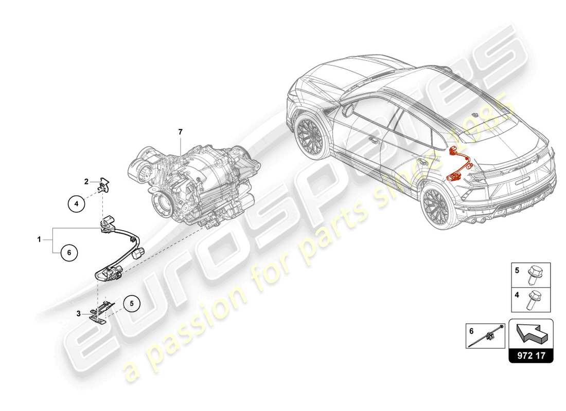 lamborghini urus performante (2024) schéma des pièces du métier à tisser de câble d'adaptateur