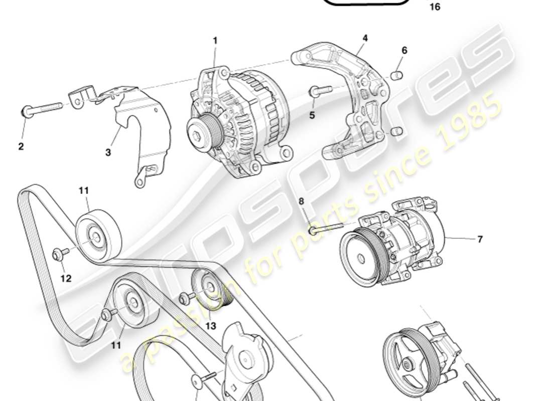 aston martin db9 (2006) entraînement accessoire schéma des pièces