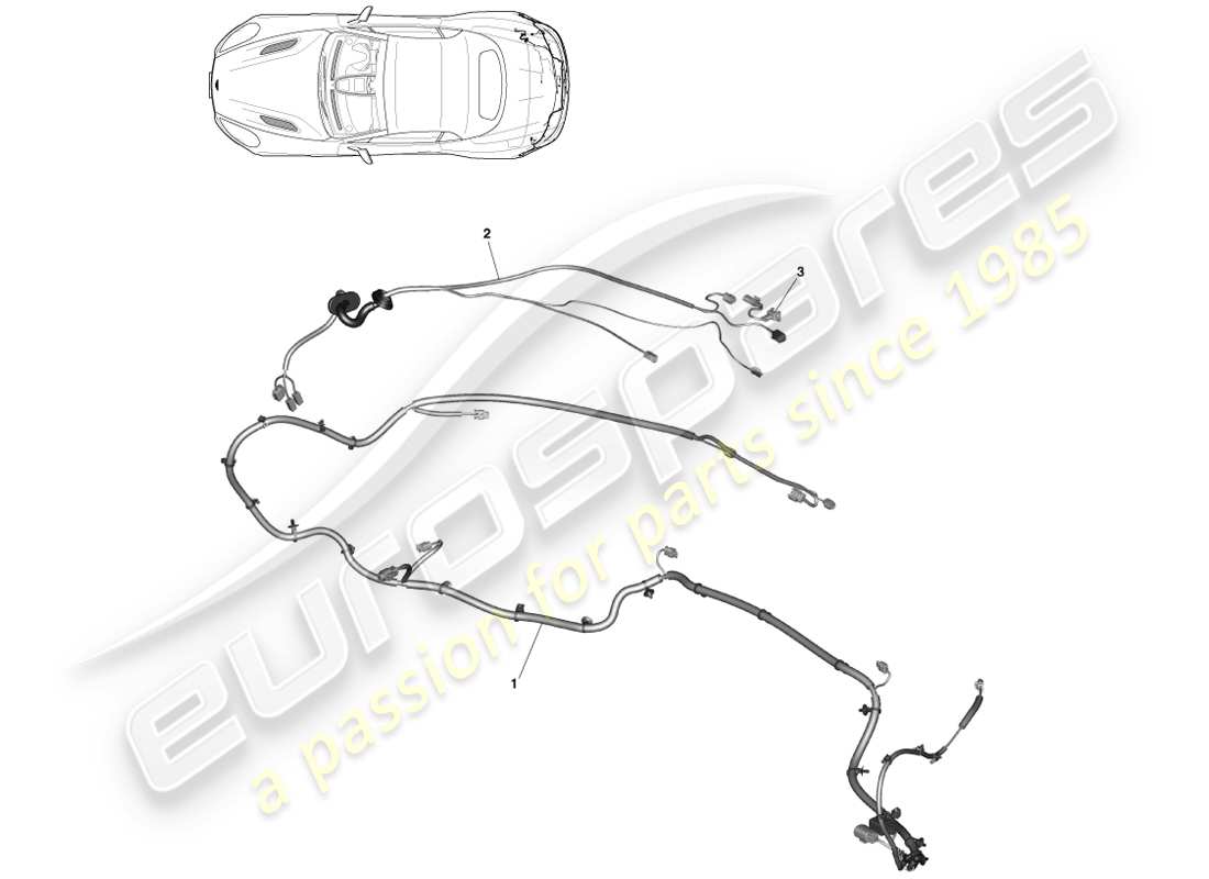 aston martin vanquish (2013) faisceau arrière, diagramme de pièce volante