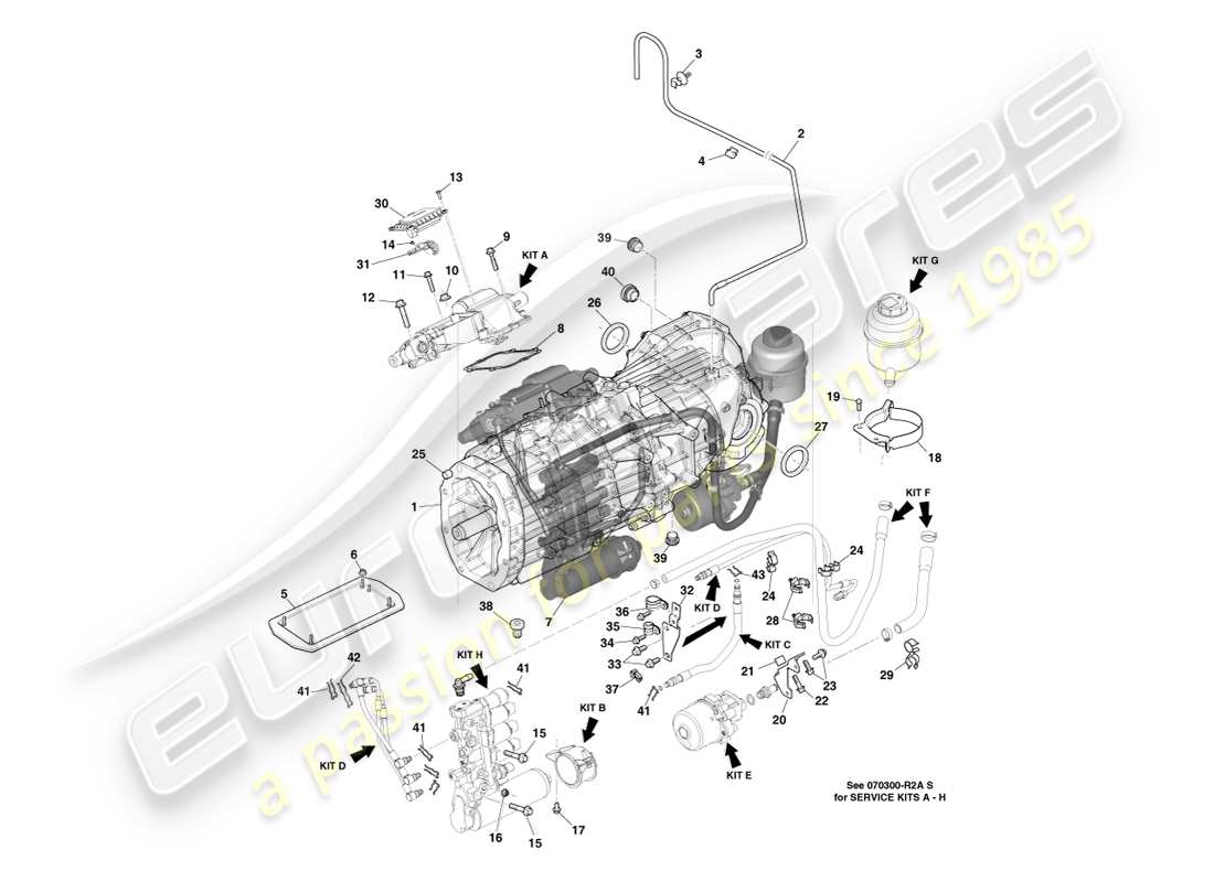 aston martin v8 vantage (2007) boîte-pont, manuelle, diagramme de pièces à 7 vitesses