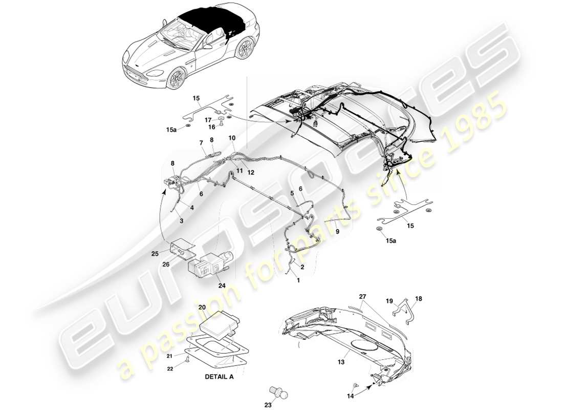 aston martin v8 vantage (2005) toit du roadster, page2 diagramme de pièces