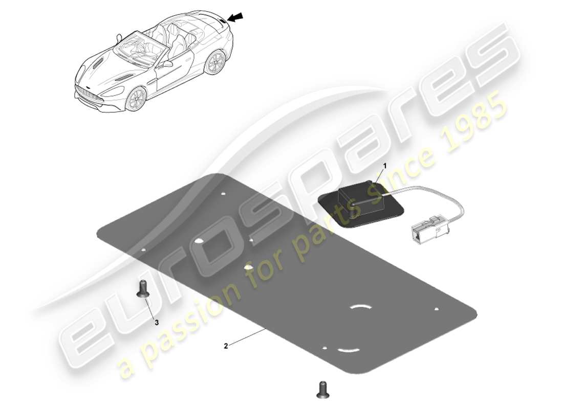 aston martin vanquish (2013) antenne gps, diagramme de pièce volante