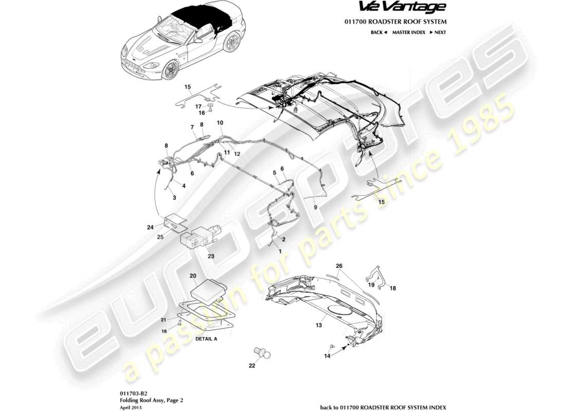 aston martin v12 vantage (2013) toit du roadster, page 2 schéma des pièces