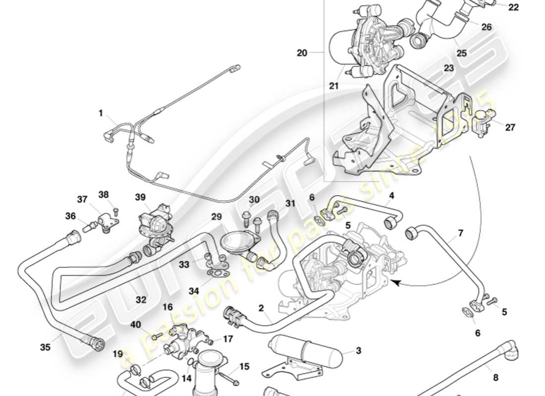 aston martin v8 vantage (2011) schéma des pièces de contrôle des émissions