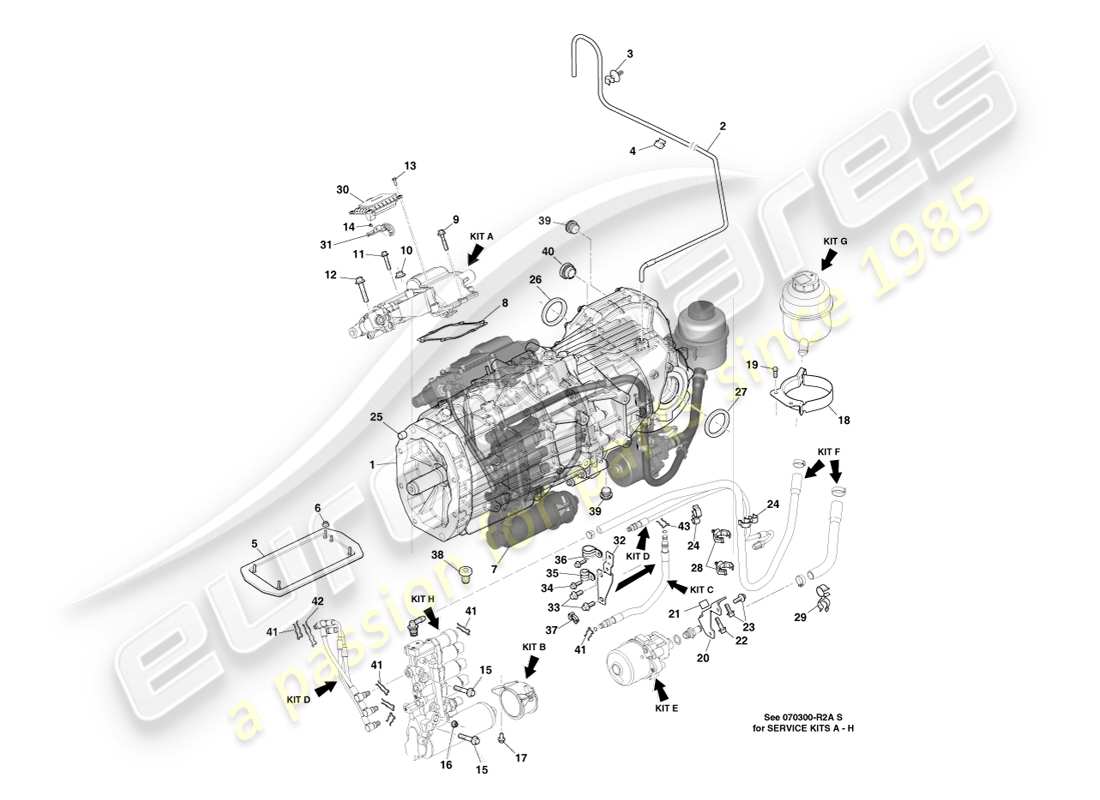 aston martin v8 vantage (2005) boîte-pont, manuelle, diagramme de pièces à 7 vitesses