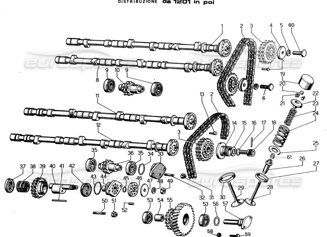 LAMBORGHINI ESPADA DISTRIBUTION (À PARTIR DE 1201) DIAGRAMME DE PIÈCE lamborghini espada distribution (à partir de 1201) diagramme de pièce
