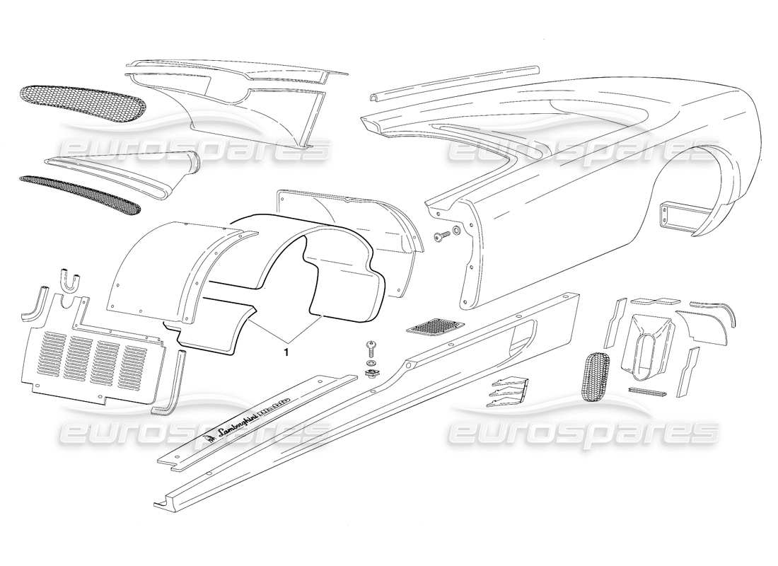 lamborghini diablo (1991) éléments du corps (valable pour la version suisse - octobre 1991) diagramme des pièces