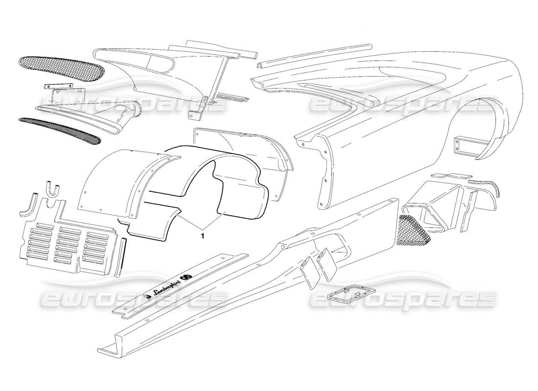 lamborghini diablo se30 (1995) éléments du corps (valable pour la suisse - janvier 1995) diagramme des pièces