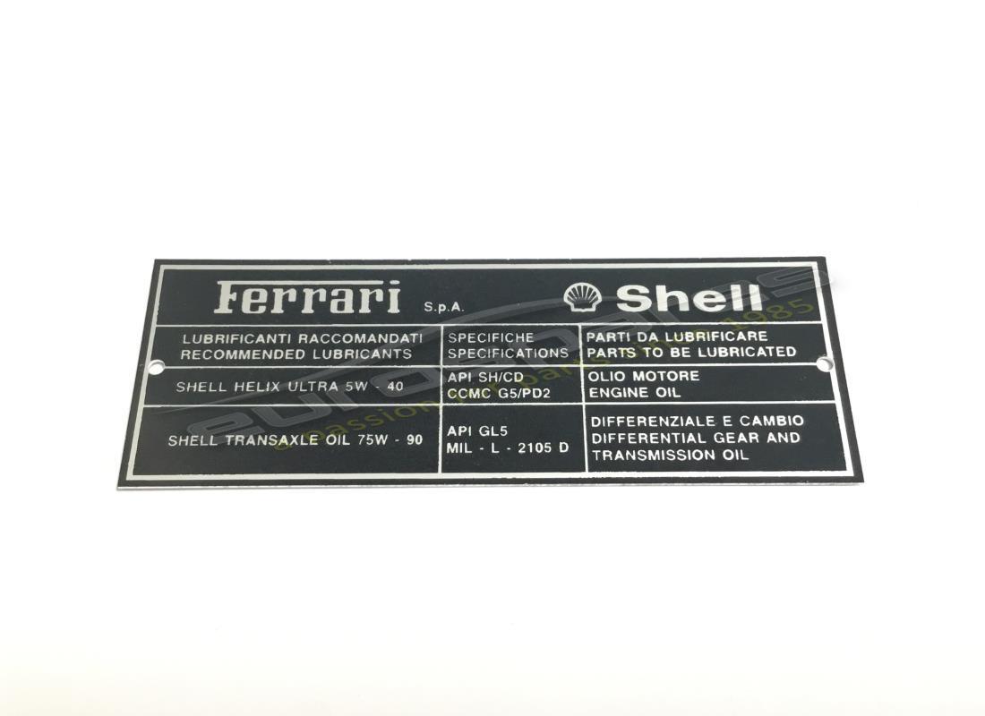 nouvelle plaque de lubrifiant ferrari shell ferrari. numéro de pièce 169585 (1)