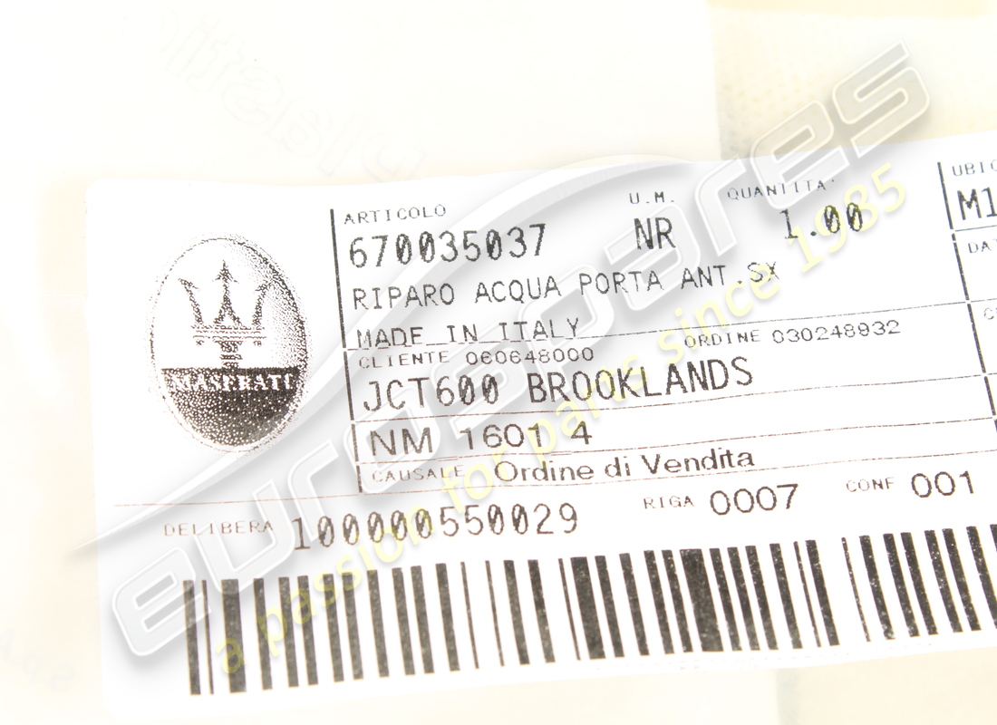 nouveau pare-eau maserati pour porte avant gauche, référence droit 670035037 (3)