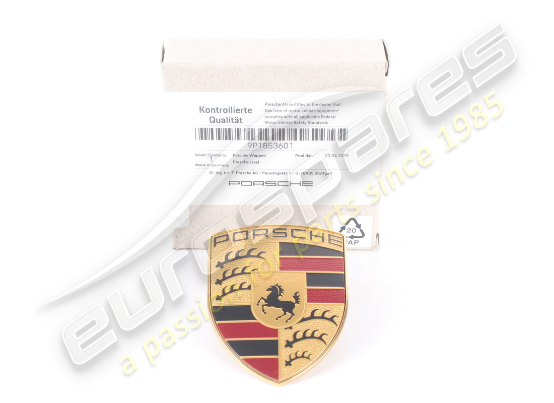 nouveau badge de capot porsche. numéro de pièce 9p1853601 (1)