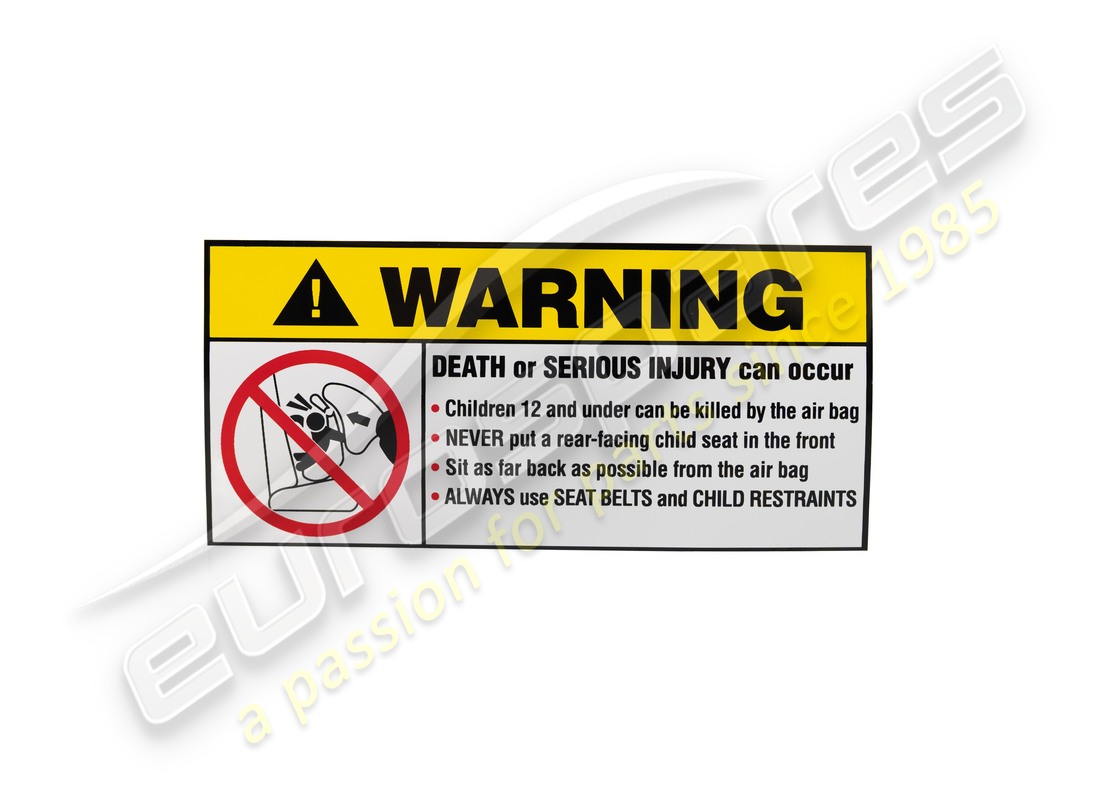 NOUVELLE PLAQUE D'INSTRUCTIONS POUR AIRBAG Ferrari. NUMÉRO DE PIÈCE 65423800 (1)