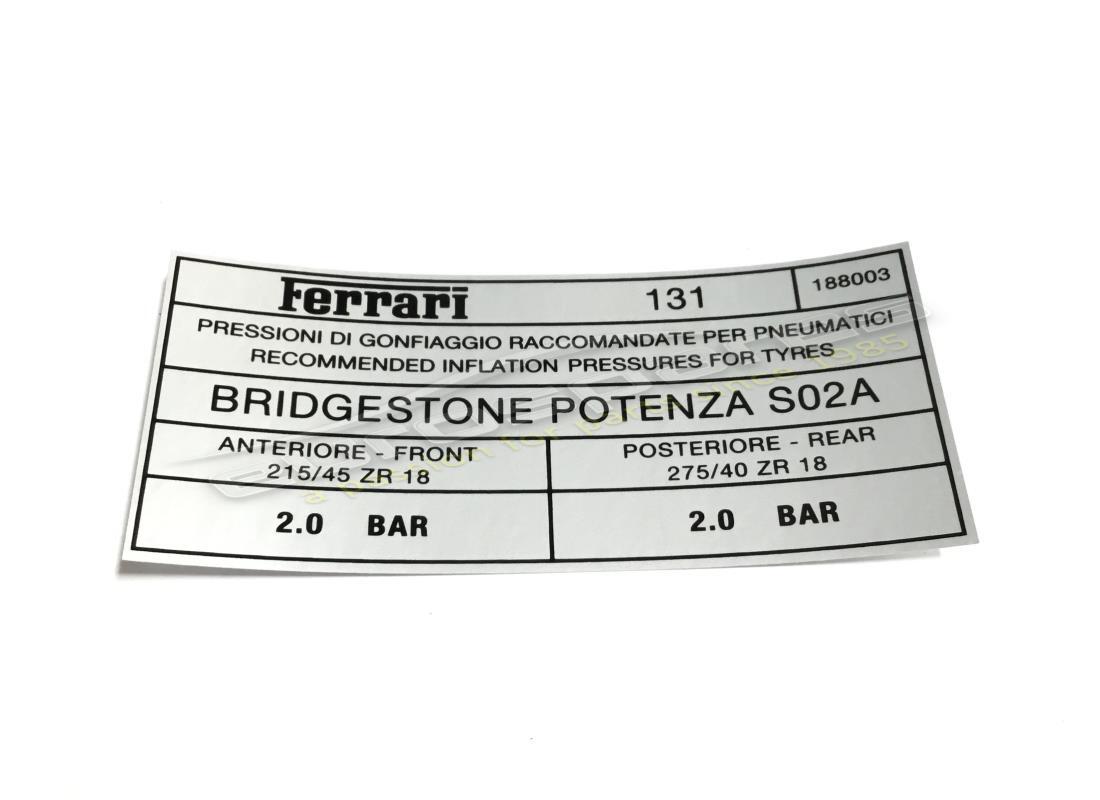 nouveau ferrari pression des pneus bridgestone pl. numéro de pièce 188003 (1)