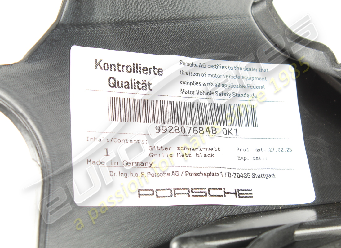 NOUVELLE CALANDRE PORSCHE NOIR MAT. NUMÉRO DE PIÈCE 992807684BOK1 (4) nouvelle calandre porsche noir mat. numéro de pièce 992807684bok1 (4)