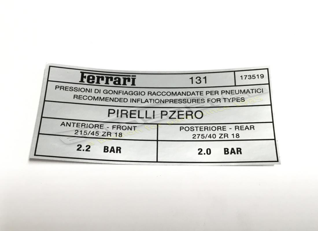 nouvelle plaque de pression des pneus pirelli ferrari. numéro de pièce 173519 (1)