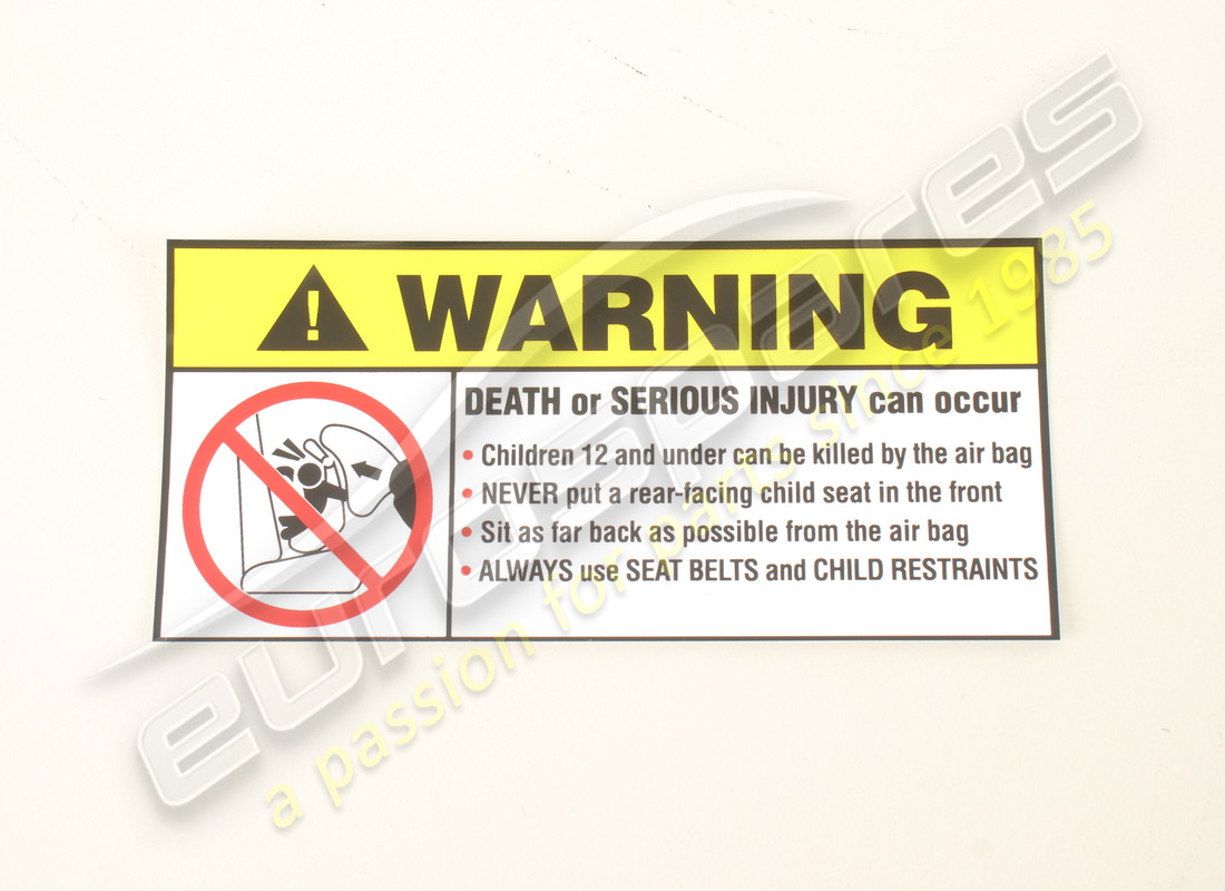 nouvelle plaque d'instructions pour airbag ferrari. numéro de pièce 65423800 (1)