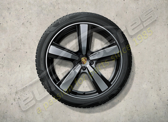 nouveau porsche 22 pouces ensemble de roues et pneus d'hiver exclusive design sport - peints en noir (haute brillance) numéro de pièce 9y0044603r
