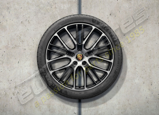 nouveau porsche 21 ensemble de roues et pneus d'été au design exclusif sport - peints en noir (haute brillance) numéro de pièce 971044665s