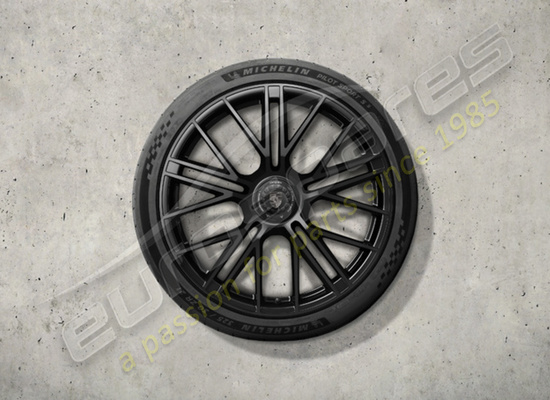 nouveau porsche 21 ensemble de roues et pneus d'été turbo s pouces, avec verrouillage centralisé - peints en noir (haute brillance) numéro de pièce 976044660m