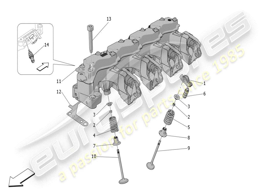 maserati grecale modena (2023) vannes et systèmes multiair schéma des pièces