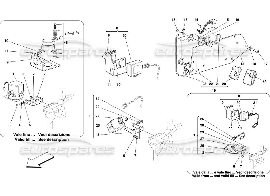 ferrari 456 m gt/m gta schéma des pièces des tableaux et dispositifs électriques antivol
