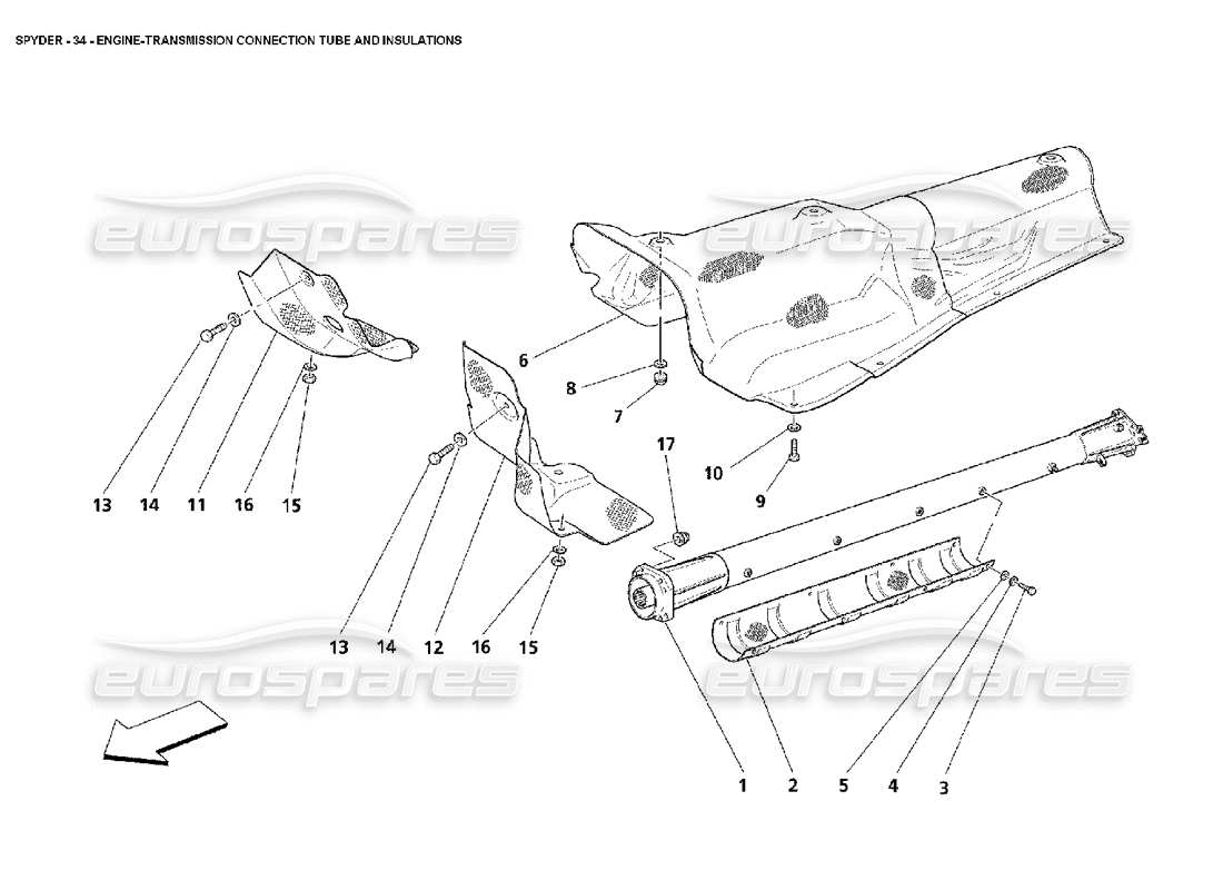 maserati 4200 spyder (2002) tube de connexion moteur-transmission et isolations schéma des pièces