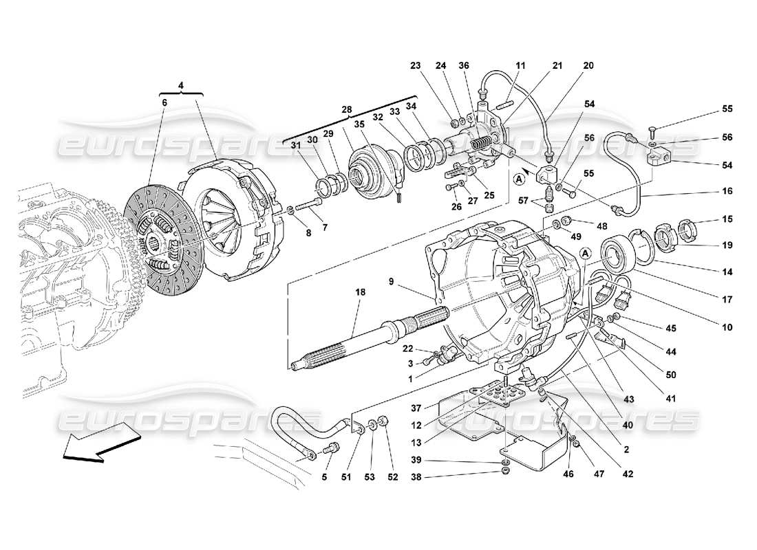 ferrari 550 maranello embrayage - schéma des pièces des commandes