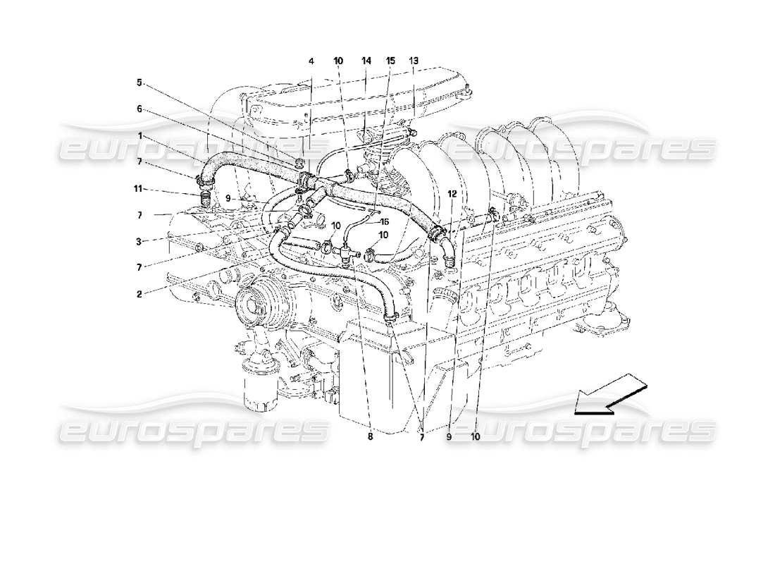ferrari 512 m système blow-by schéma des pièces