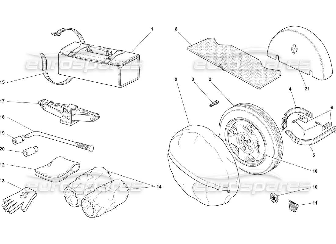 ferrari 550 maranello roue de secours et accessoires schéma des pièces