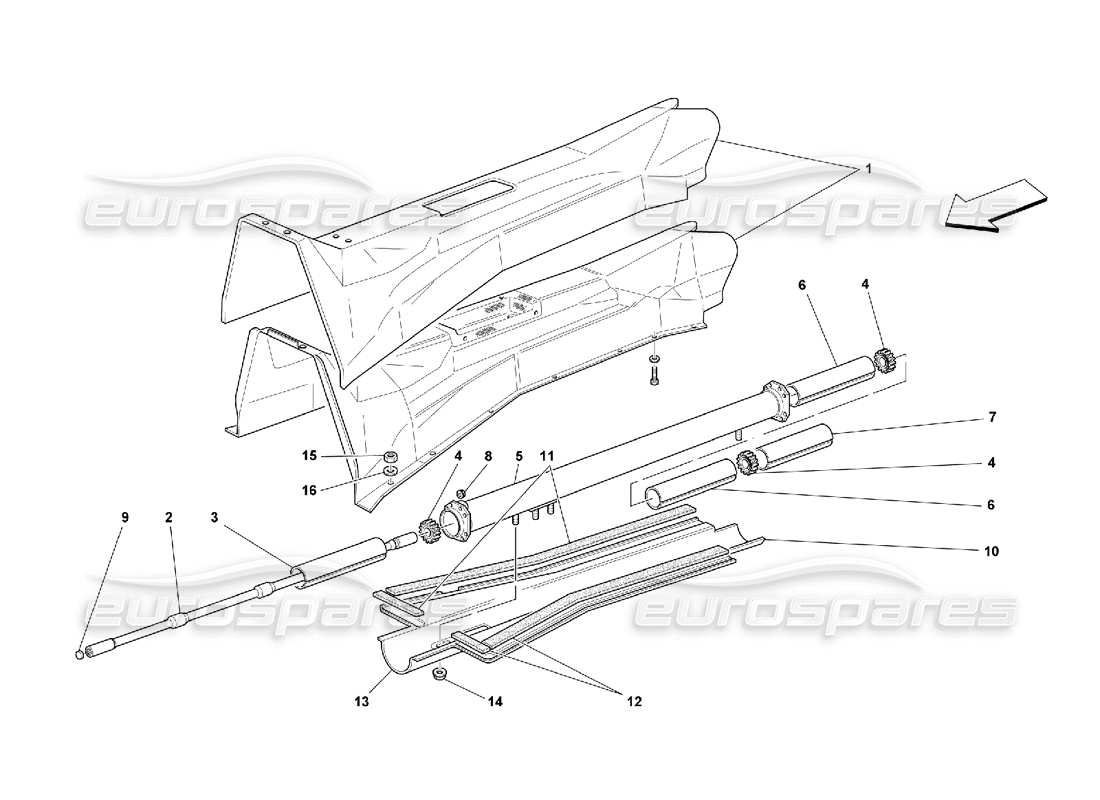 ferrari 550 maranello schéma du tube de liaison moteur-boîte de vitesses et des pièces d'isolation